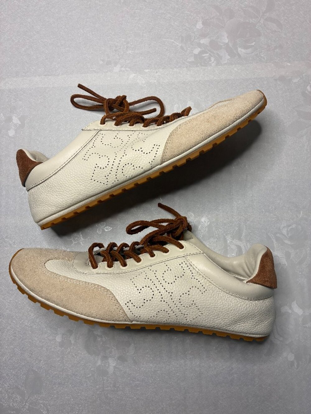 Tory Burch Shoes 8.5 White Leather Suede Low Top Casual Sneakers